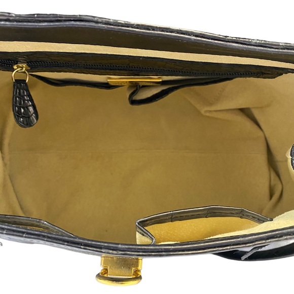 Barfield Collection Black Reptile Leather Handbag - Picture 6 of 8